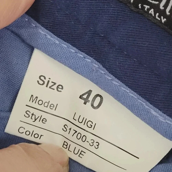 Santorelli Mens Luigi Pants Size 40x30  Blue Chino Stretch Made In Italy  27PT - Picture 5 of 7